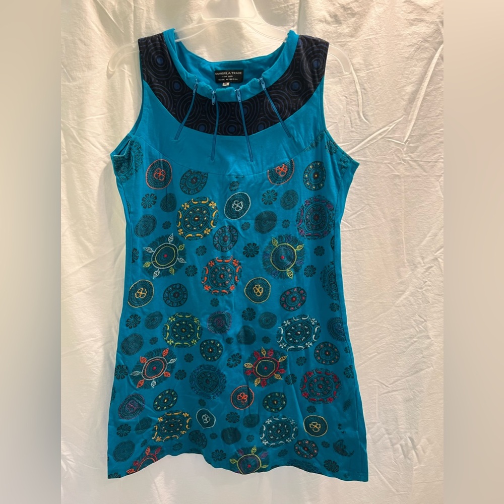 Women’s Blue Patterned Shangri-La-Trade for Aid A-Line Dress